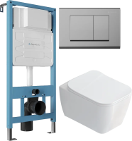 Комплект 3 в 1 Унитаз подвесной STWORKI Монтре SETK3204-2616 + Инсталляция Aqueduto Tecnica TEC01 + Кнопка Quadrado QUA0100 цвет хром