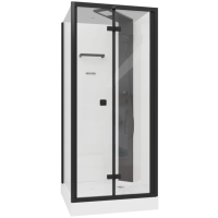 Душевая кабина Ceruttispa BELLA90B 90x90x225 см, без крыши, низкий поддон, профиль черный матовый, стекло прозрачное