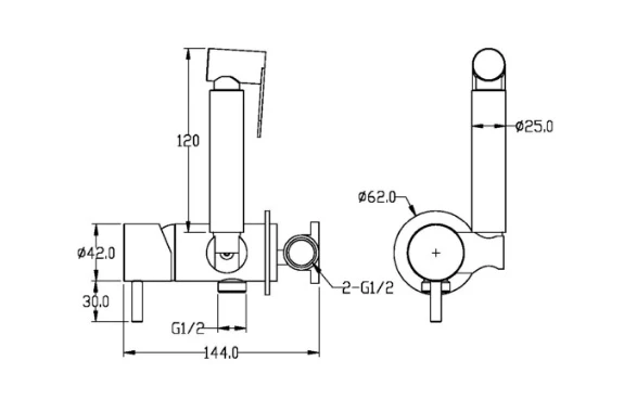 гигиенический душ со смесителем boheme uno 467-mg цвет золото матовое