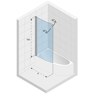 шторка на ванну riho novik z108 90 g003038120 (gzt91000891) l профиль хром стекло прозрачное