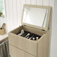 Burgbad Bel Шкаф 40х35х98см., подвесной, створка с зеркалом, открывающаяся наверх, 1 ящик, бельевая корзина, цвет: Frassino Dekor Cappuccino