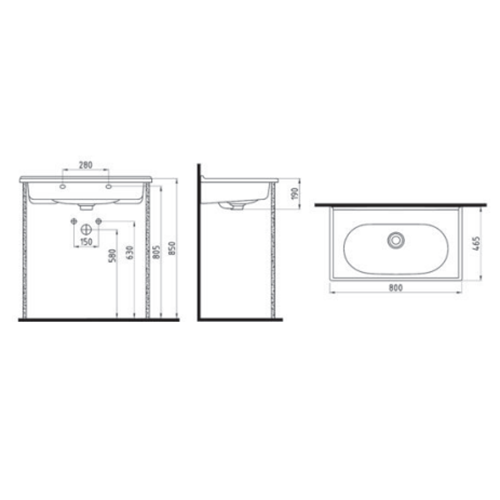 раковина bien ferra felk080b1fd1w5000 80x46.5 см, мебельная, цвет белый