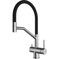 Смеситель для кухни Paulmark Rubert Ru213175-BS с подключением к фильтру, гибким изливом, нержавеющая сталь