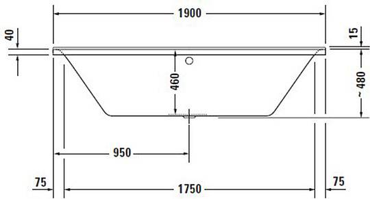 акриловая ванна duravit p3 comforts 190х90 см (700378)