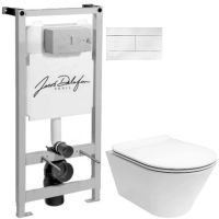 Комплект подвесной унитаз Kerama Marazzi Plaza Modern PLMR.wc.02 + PLMR.seat.02\WHT + система инсталляции Jacob Delafon E5504-NF + E4316-00