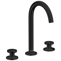 Смеситель для раковины Axor One 48070670, 3 отв., излив h17 cм, Select, со сливом Push-Open, черный матовый