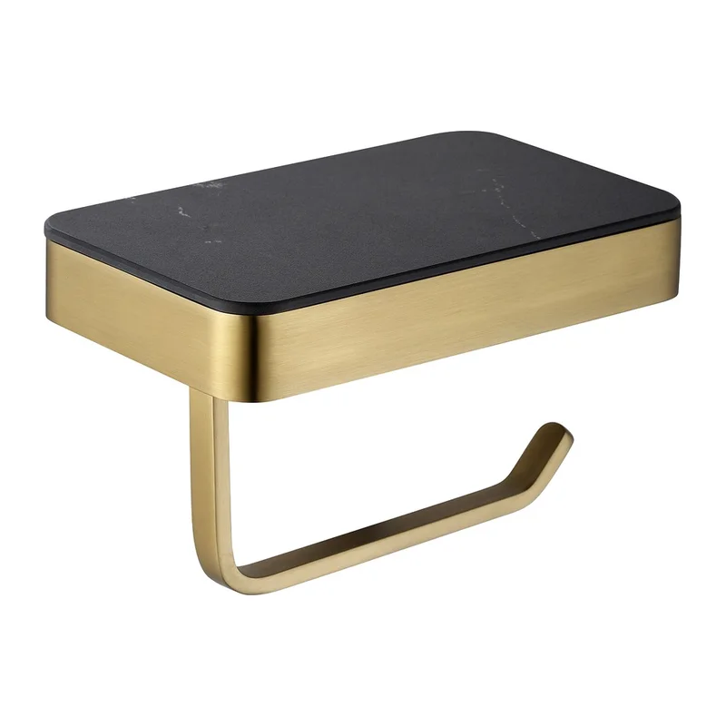 Держатель туалетной бумаги Abber Westen AA1730G полкой для телефона, матовое золото