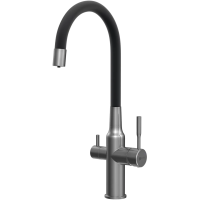 Смеситель для кухни Lemark Expert LM5083GMN-Black с подключением к фильтру, гибким изливом, графит/черный