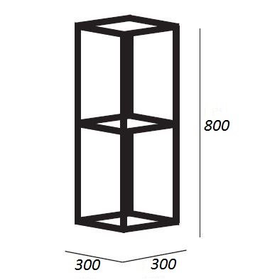 двухъярусная подвесная металлическая полка 30x30x80 cezares cadro-30/30/80-2c-so-met-st nero