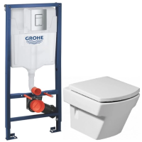 Комплект подвесной унитаз Roca Hall 346627000 + 801622004 + система инсталляции Grohe 38772001