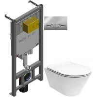 Комплект подвесной унитаз Kerama Marazzi Plaza Modern PLMR.wc.02 + PLMR.seat.02\WHT + система инсталляции Jacob Delafon E29025-NF + E29027-CP