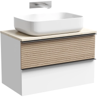 Тумба с раковиной Sancos Delta DL80W + TT80A2 + CN5004 80 см, подвесная, со столешницей, светлый дуб/белый матовый