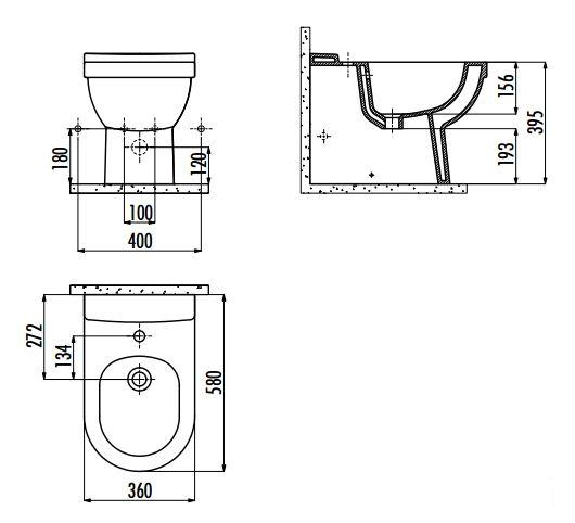 биде напольное creavit vitroya vt500