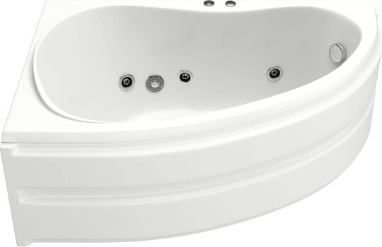 акриловая ванна bas алегра 150x90 l flat (вг00002), гидромассажная