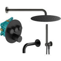 Душевой комплект Plumberia Selection PSBOX KITPSB03NO60 250 мм, с термостатом, черный матовый