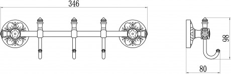 Планка с крючками Savol 58A S-005873A