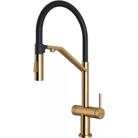 Смеситель для кухни Paulmark Zender Ze213155-BG с подключением к фильтру, гибким изливом, золотой матовый