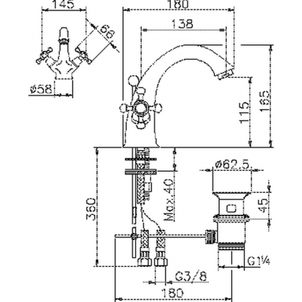 смеситель для раковины huber victorian vt00051021