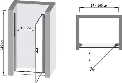дверь для душевой кабины в нишу olive's zaragoza d (97-100)x190 стекло прозрачное