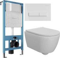 Комплект Унитаз подвесной DIWO Коломна 0700 + Инсталляция Aqueduto Tecnica TEC01 + Кнопка Retangulo RET0110 европейский белый