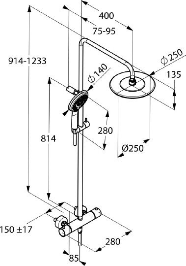 душевая стойка kludi freshline dual shower system 6709205-00