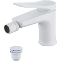 Смеситель Lemark Bronx LM3708MW для биде, с донным клапаном, белый матовый