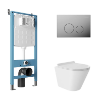 Комплект Aqueduto AQDS118T: инсталляция Tecnica Novo, кнопка Circulo - хром, унитаз Cone Tornado S слив Торнадо, сиденье с микролифтом, белый глянцевый