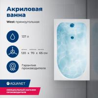 Акриловая ванна Aquanet West 120х70 205558 с каркасом, цвет белый