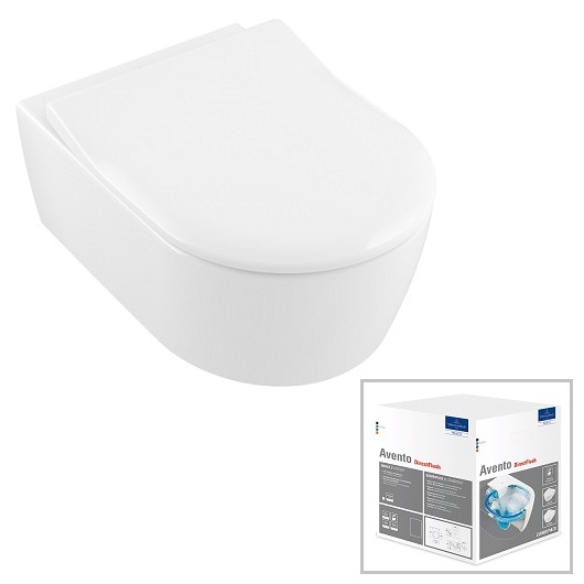 унитаз подвесной villeroy & boch avento 5656rsr1 безободковый, с сиденьем микролифт, альпийский белый