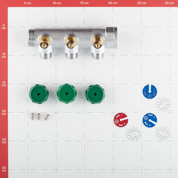 коллектор stout 1 вр(г) х 3 выхода 1/2 нр(ш) х 1 нр(ш) регулирующий (smb-6850-011203)