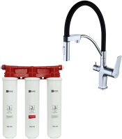 Смеситель для кухни Lemark Comfort LM3074C085 с гибким изливом, хром, черный, с фильтром Basic