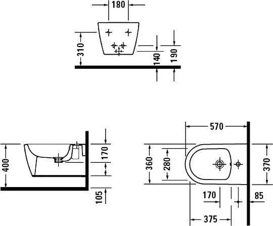 биде подвесное duravit me by starck 228815