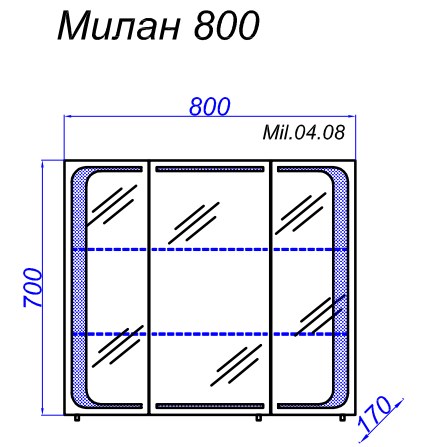 зеркальный шкаф aqwella 5 stars milan 80