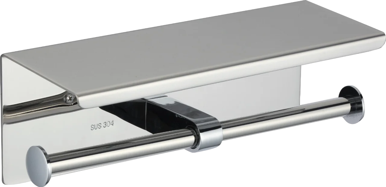 Держатель туалетной бумаги Savol S-00AK57 с полкой для телефона, двойной, хром