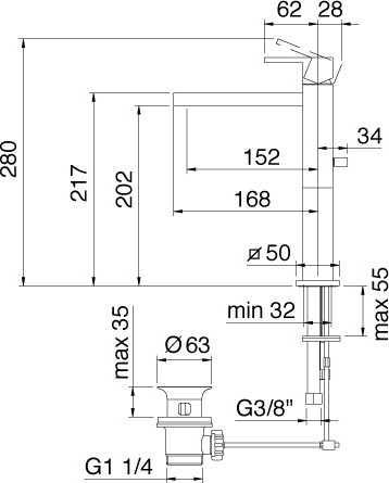 смеситель для раковины treemme q 5612.cc