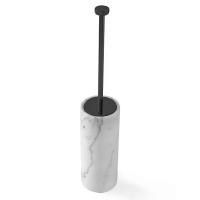 Ёршик для унитаза 3SC Apuana 2.0 AP17ACFM напольный Ø11xh65 см, мрамор White Statuario/никель черный матовый