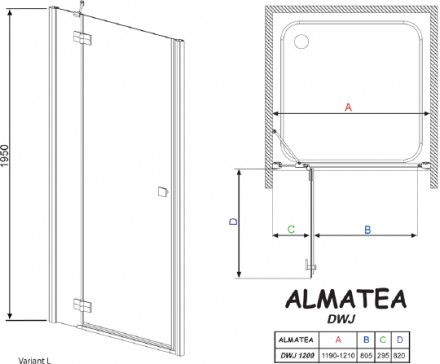 душевая дверь radaway almatea dwj 120 l прозрачное