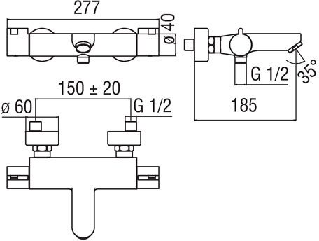 термостат для ванны с душем nobili abc ab87010/1cr