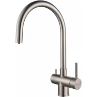 Смеситель для кухни Paulmark Heller He213218-BS с подключением к фильтру, нержавеющая сталь
