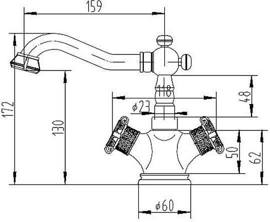 смеситель для раковины zorg antic a 3009u-br