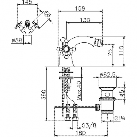 смеситель для биде huber victorian vt00055021