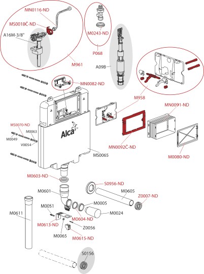 бачок скрытого монтажа alcaplast basicmodul slim am1112b