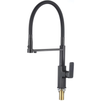 Смеситель для кухни Savol S-L1808H-01 с подключением к фильтру, гибким изливом, черный матовый