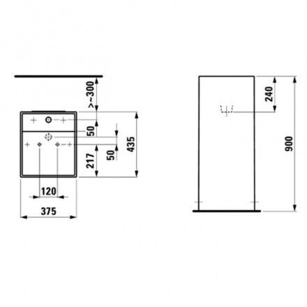 раковина laufen kartell 8.1133.1.000.158.1 напольная, 3 отв., 37.5х43.5 см, белый