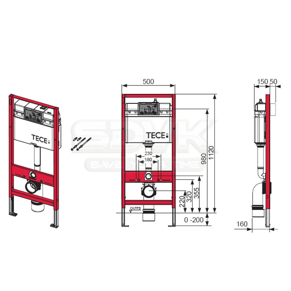 система инсталляции для унитазов tece now 9400412 4 в 1 с кнопкой смыва