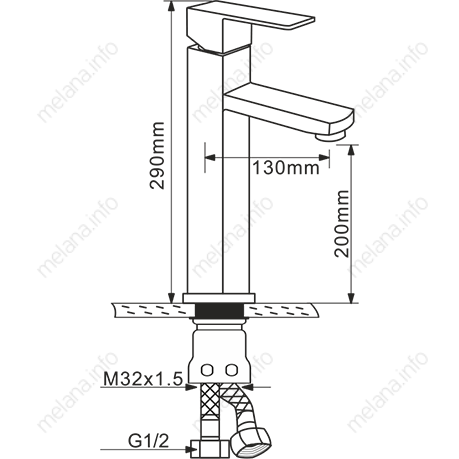 смеситель melana f6110 для раковины, нерж.сталь, высокий, цвет сатин