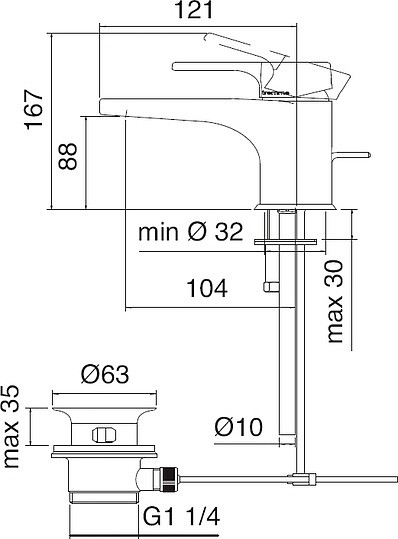 смеситель для раковины treemme cleo 6310.cc