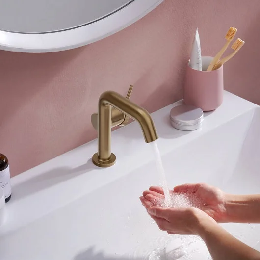 смеситель для раковины hansgrohe tecturis s 73320140 coolstart, с донным клапаном, бронза