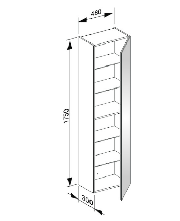 шкаф-пенал keuco plan 480 x 1750 x 300 мм 32930 180002 кашемир