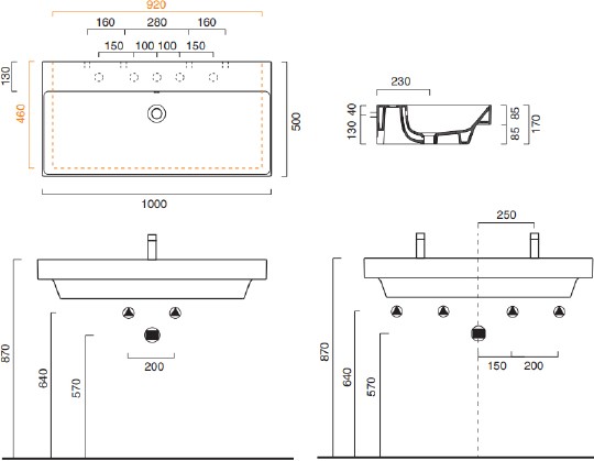 раковина накладная / подвесная 100 см catalano new zero 110zp00